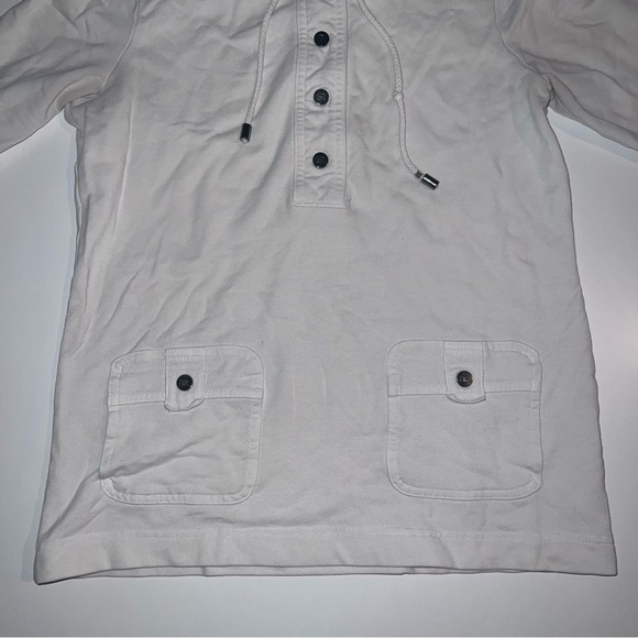 Banana Republic Womens Pocket Half Snap Pullover Hoodie White Small Athleisure - Picture 4 of 8